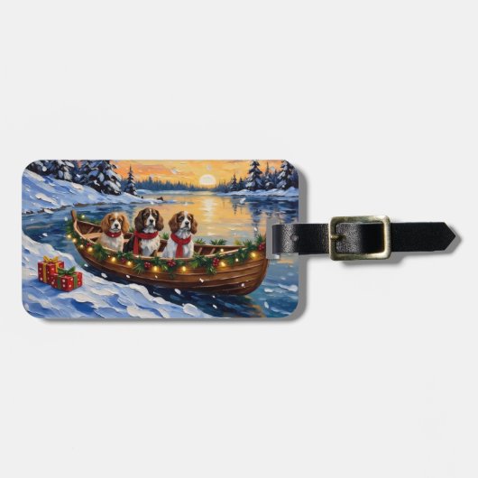Cavalier King Charles Spaniel Christmas Boat Bagagelabel (Voorkant horizontaal)