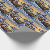 Cavalier King Charles Spaniel Christmas Boat Cadeaupapier (Hoek)