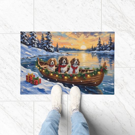 Cavalier King Charles Spaniel Christmas Boat Deurmat (Binnen)