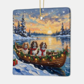 Cavalier King Charles Spaniel Christmas Boat Keramisch Ornament (Links)