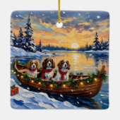 Cavalier King Charles Spaniel Christmas Boat Keramisch Ornament (Achterkant)
