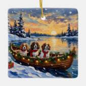 Cavalier King Charles Spaniel Christmas Boat Keramisch Ornament (Voorkant)