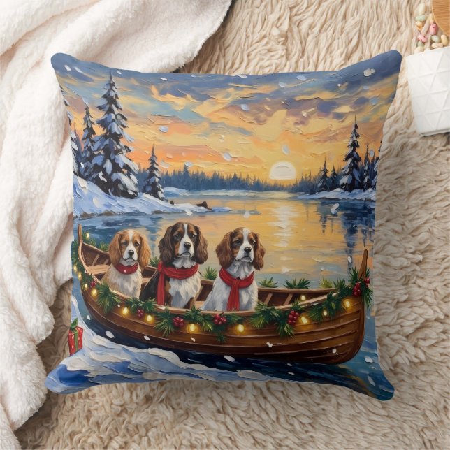 Cavalier King Charles Spaniel Christmas Boat Kussen (Deken)