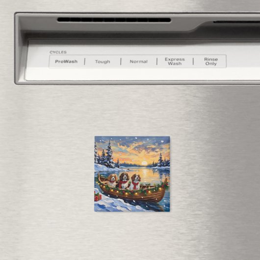 Cavalier King Charles Spaniel Christmas Boat Magneet (Insitu (Vaatwasser))