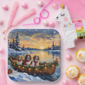 Cavalier King Charles Spaniel Christmas Boat Papieren Bordje (Feest)