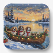 Cavalier King Charles Spaniel Christmas Boat Papieren Bordje (Voorkant)