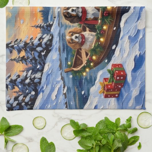 Cavalier King Charles Spaniel Christmas Boat Theedoek (Gevouwen)