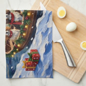 Cavalier King Charles Spaniel Christmas Boat Theedoek (Quarter Fold)