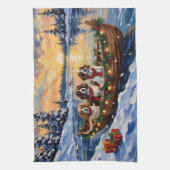 Cavalier King Charles Spaniel Christmas Boat Theedoek (Verticaal)
