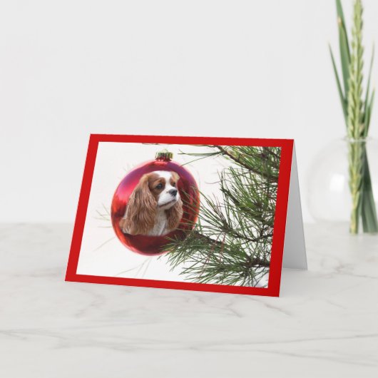 Cavalier King Charles Spaniel Christmas Kaart Ball (Voorkant)