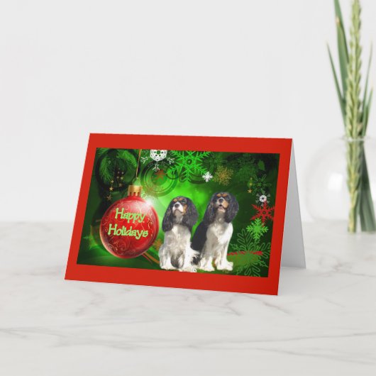 Cavalier King Charles Spaniel Christmas Kaart Red  (Voorkant)