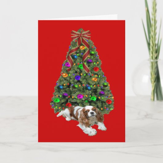 Cavalier King Charles Spaniel Christmas Kaart Tree (Voorkant)