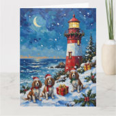 Cavalier King Charles Spaniel Christmas Lighthouse Kaart (Voorkant)