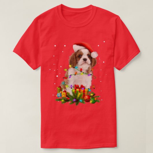 Cavalier King Charles Spaniel Christmas Lights Xma T-shirt (Design voorkant)