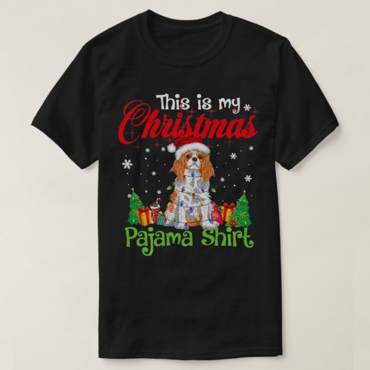 Cavalier King Charles Spaniel Christmas Pajama Dog T-shirt (Design voorkant)