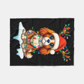 Cavalier King Charles Spaniel Christmas Reindeer P Fleece Deken (Voorkant (Horizontaal))