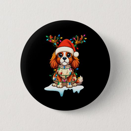 Cavalier King Charles Spaniel Christmas Reindeer P Ronde Button 5,7 Cm (Voorkant)