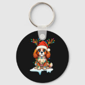 Cavalier King Charles Spaniel Christmas Reindeer P Sleutelhanger (Voorkant)