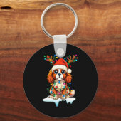 Cavalier King Charles Spaniel Christmas Reindeer P Sleutelhanger (Voorkant)