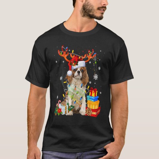 Cavalier King Charles Spaniel Christmas Reindeer S T-shirt (Voorkant)
