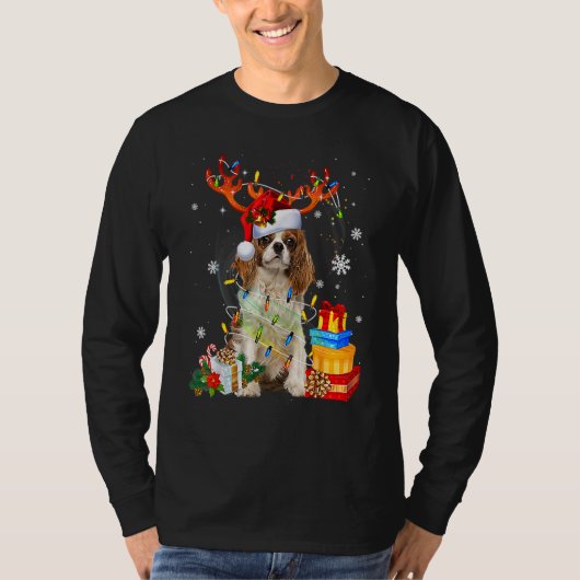 Cavalier King Charles Spaniel Christmas Reindeer S T-shirt (Voorkant)