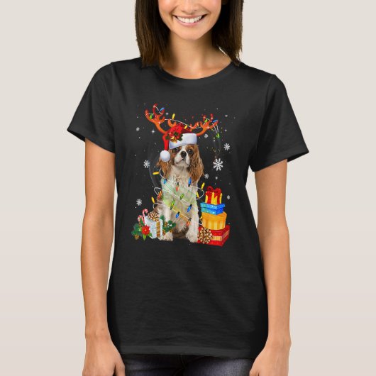 Cavalier King Charles Spaniel Christmas Reindeer S T-shirt (Voorkant)