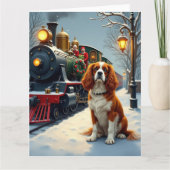 Cavalier King Charles Spaniel Christmas Train Kaart (Voorkant)