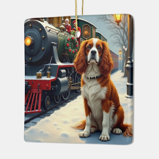 Cavalier King Charles Spaniel Christmas Train Keramisch Ornament (Links)