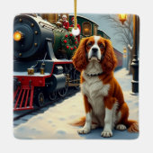 Cavalier King Charles Spaniel Christmas Train Keramisch Ornament (Achterkant)