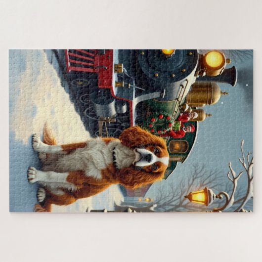Cavalier King Charles Spaniel Christmas Train Legpuzzel (Horizontaal)