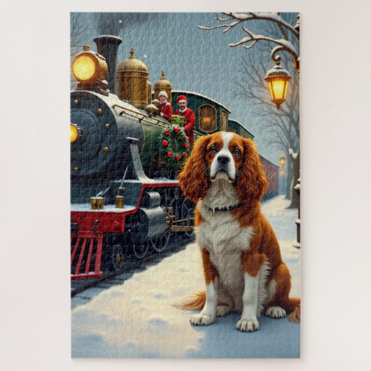 Cavalier King Charles Spaniel Christmas Train Legpuzzel (Verticaal)