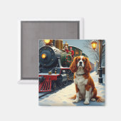 Cavalier King Charles Spaniel Christmas Train Magneet (Voorkant / Achterkant)