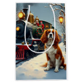 Cavalier King Charles Spaniel Christmas Train Medium Cadeauzakje (Voorkant)