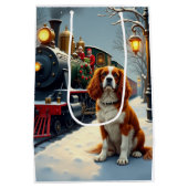 Cavalier King Charles Spaniel Christmas Train Medium Cadeauzakje (Achterkant)