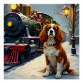 Cavalier King Charles Spaniel Christmas Train Perfect Poster (Voorkant)