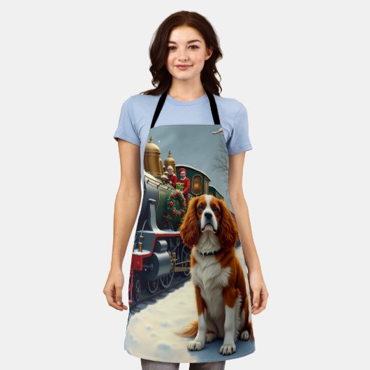 Cavalier King Charles Spaniel Christmas Train Schort (Gedragen)