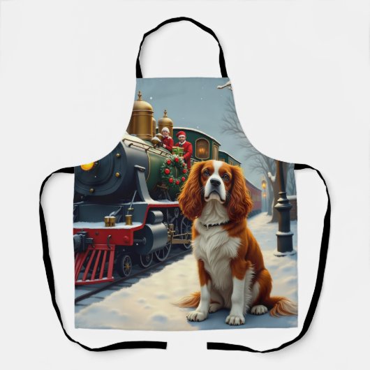 Cavalier King Charles Spaniel Christmas Train Schort (Voorkant)