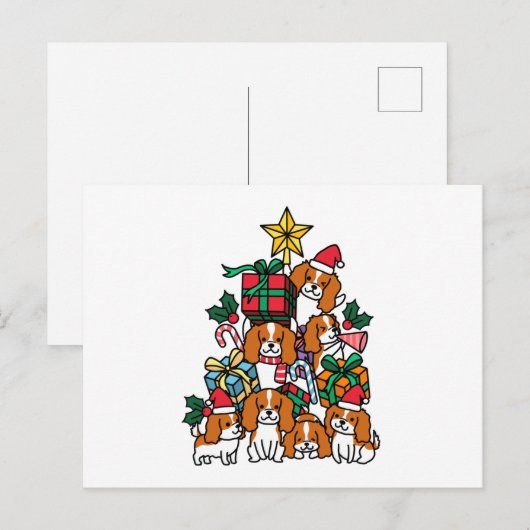Cavalier King Charles Spaniel Christmas Tree Briefkaart (Voorkant / Achterkant)