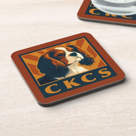 Cavalier King Charles Spaniel CKCS Retro Bier Onderzetter (Linkerzijde)
