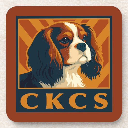 Cavalier King Charles Spaniel CKCS Retro Bier Onderzetter (Voorkant)