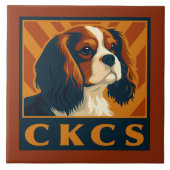 Cavalier King Charles Spaniel CKCS Retro Tegeltje (Voorkant)