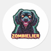 Cavalier King Charles Spaniel CKCS Zombie Dog Hall Ronde Sticker (Voorkant)