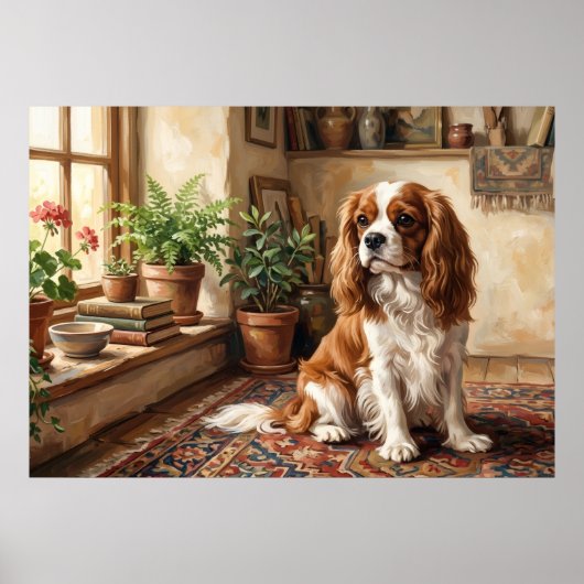 Cavalier King Charles Spaniel Cottage Interieur Po Poster (Voorkant)