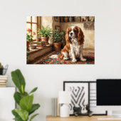Cavalier King Charles Spaniel Cottage Interieur Po Poster (Thuiskantoor)