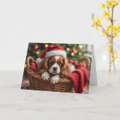 Cavalier King Charles Spaniel Cozy Basket Kaart (Gele Bloem)