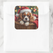 Cavalier King Charles Spaniel Cozy Basket Vierkante Sticker (Tas)