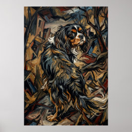 Cavalier King Charles Spaniel Cubistische Expressi Poster