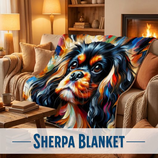 Cavalier King Charles Spaniel Dog Acrylic Print Sherpa Deken