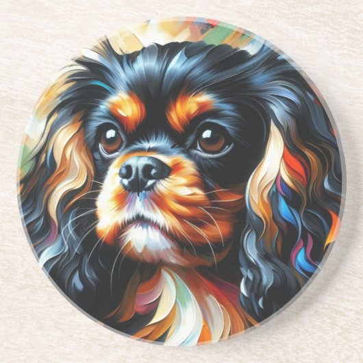 Cavalier King Charles Spaniel Dog Acrylic Print Zandsteen Onderzetter (Voorkant)