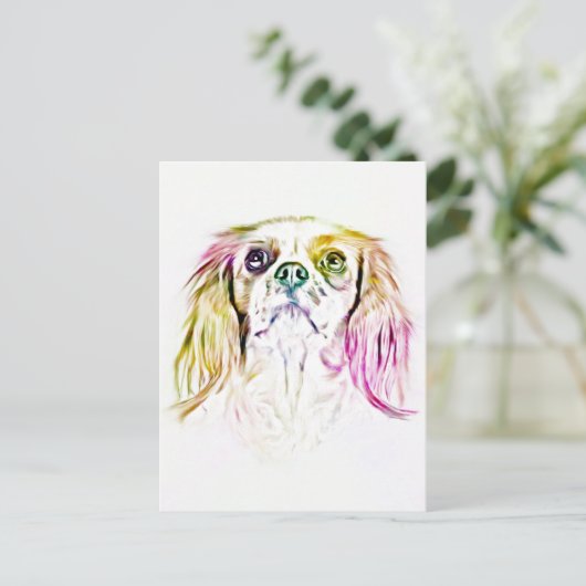Cavalier King Charles Spaniel Dog Art Painting Briefkaart (Staand voorkant)